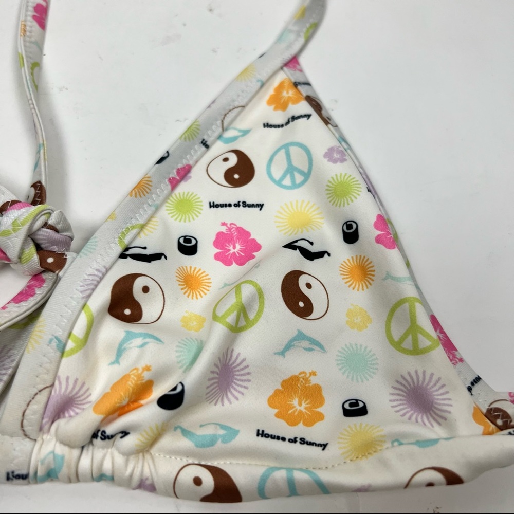 House of Sunny Happy Days peace sign bikini top in Sea Salt Size Medium - Picture 3 of 5